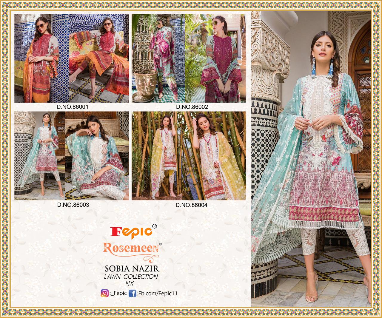 fepic rosemeen sobia nazir lawn collection nx cambric cotton exclusive print salwar suit catalog