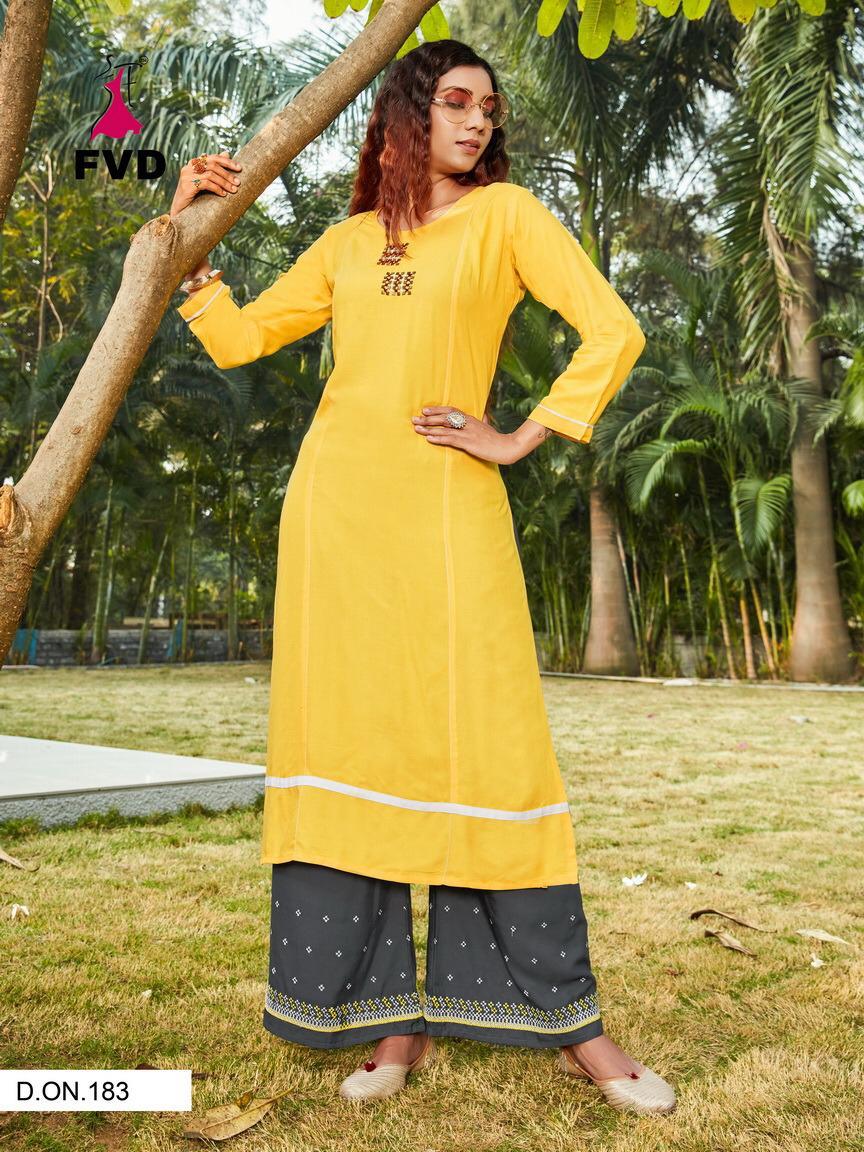 fvd begum vol 1 rayon innovative style kurti with plazzo catalog