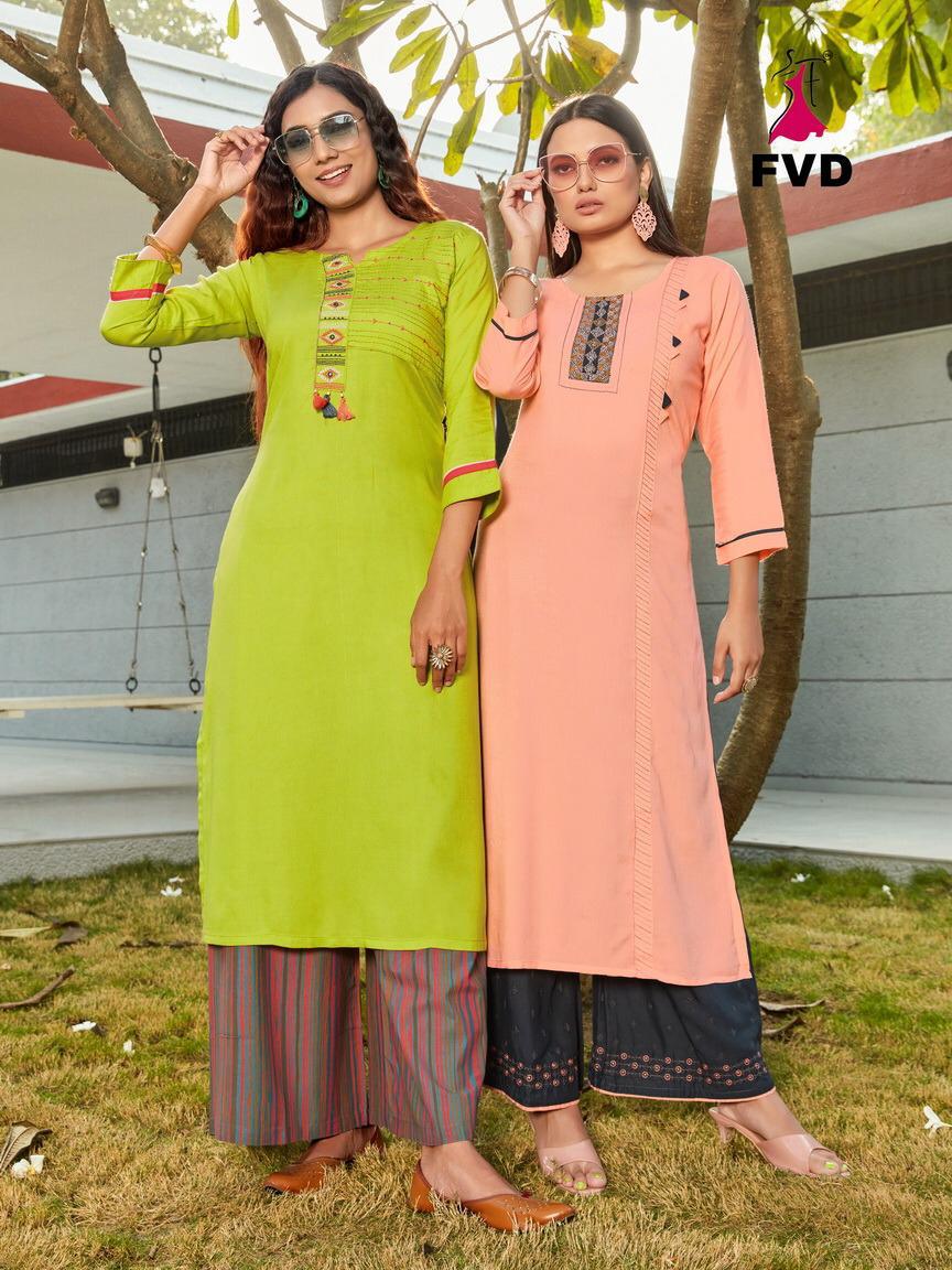 fvd begum vol 1 rayon innovative style kurti with plazzo catalog