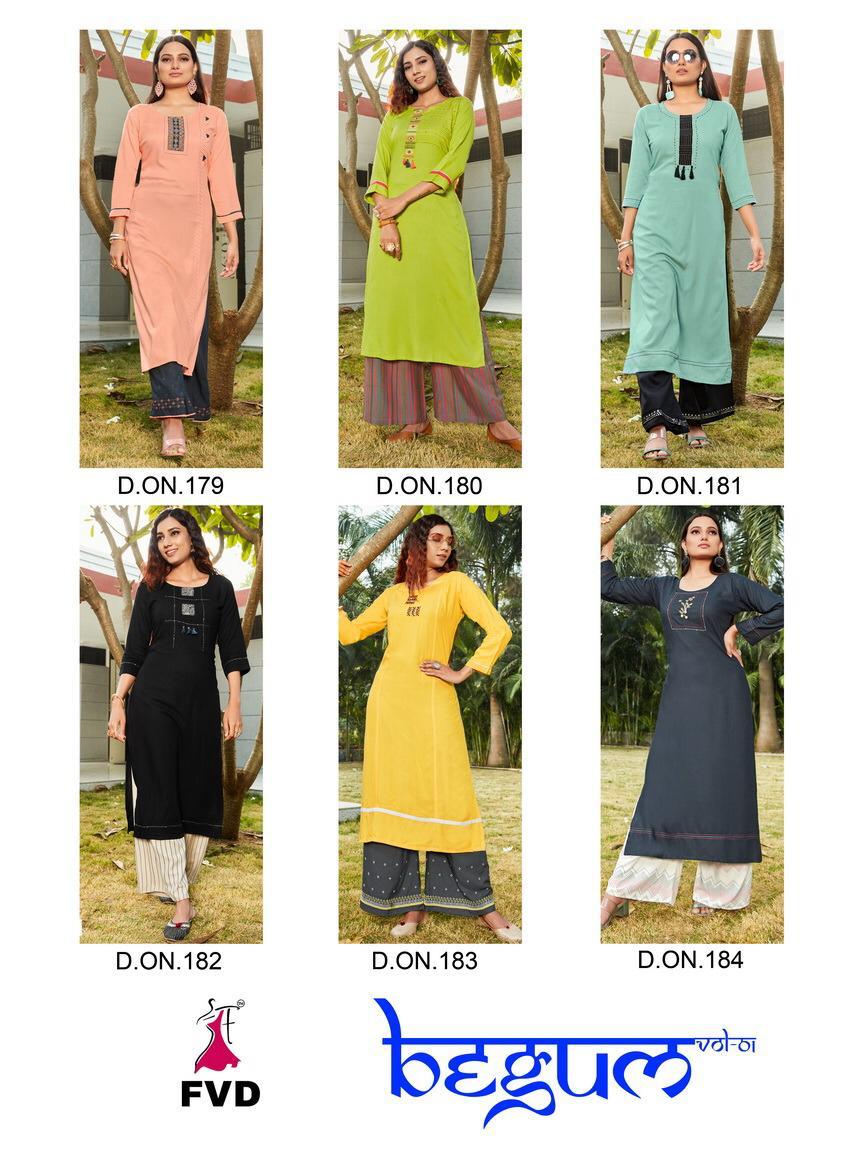 fvd begum vol 1 rayon innovative style kurti with plazzo catalog