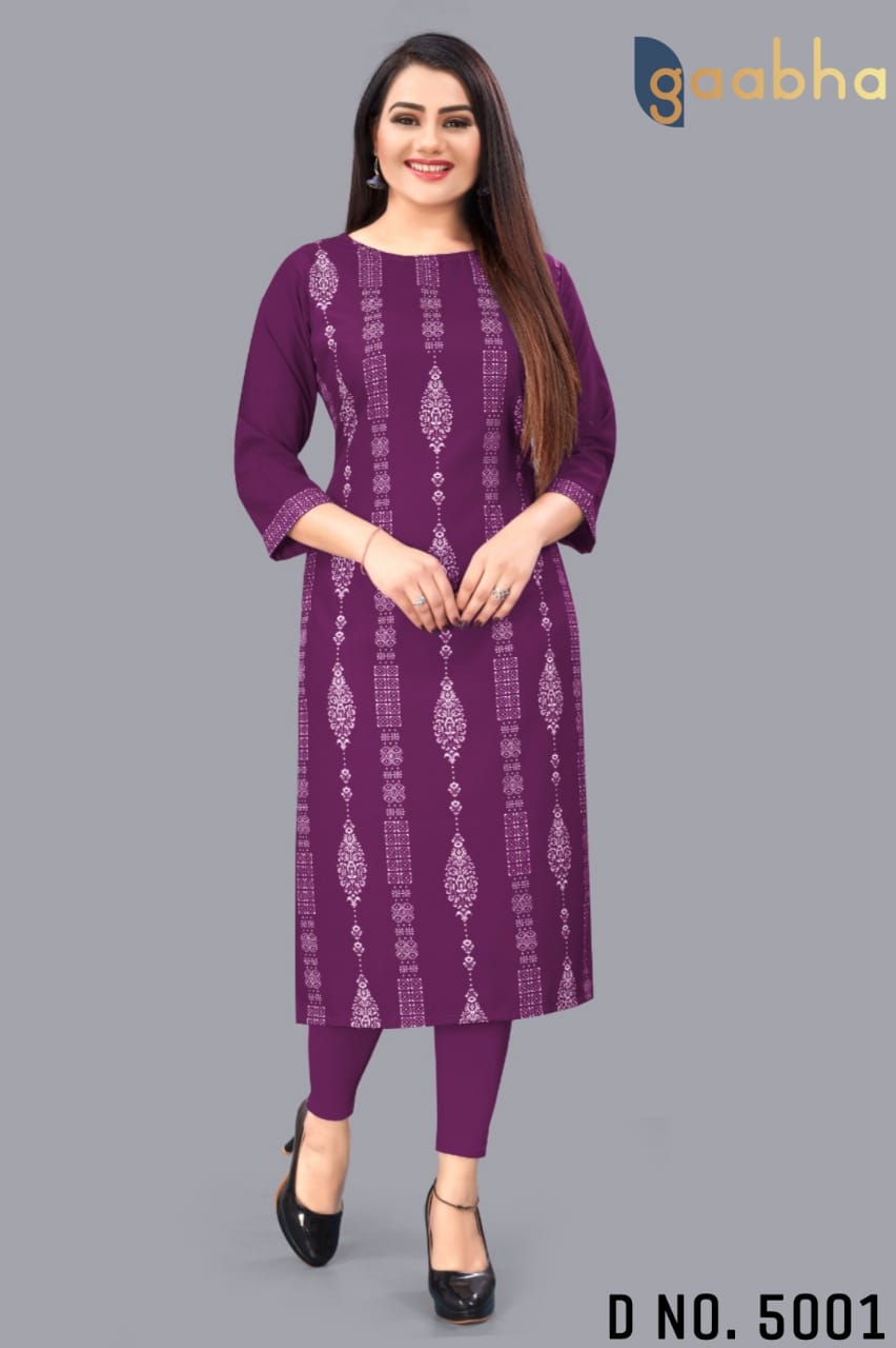 gaabha 5000 series d no 5001 polyester catchy look kurti size set