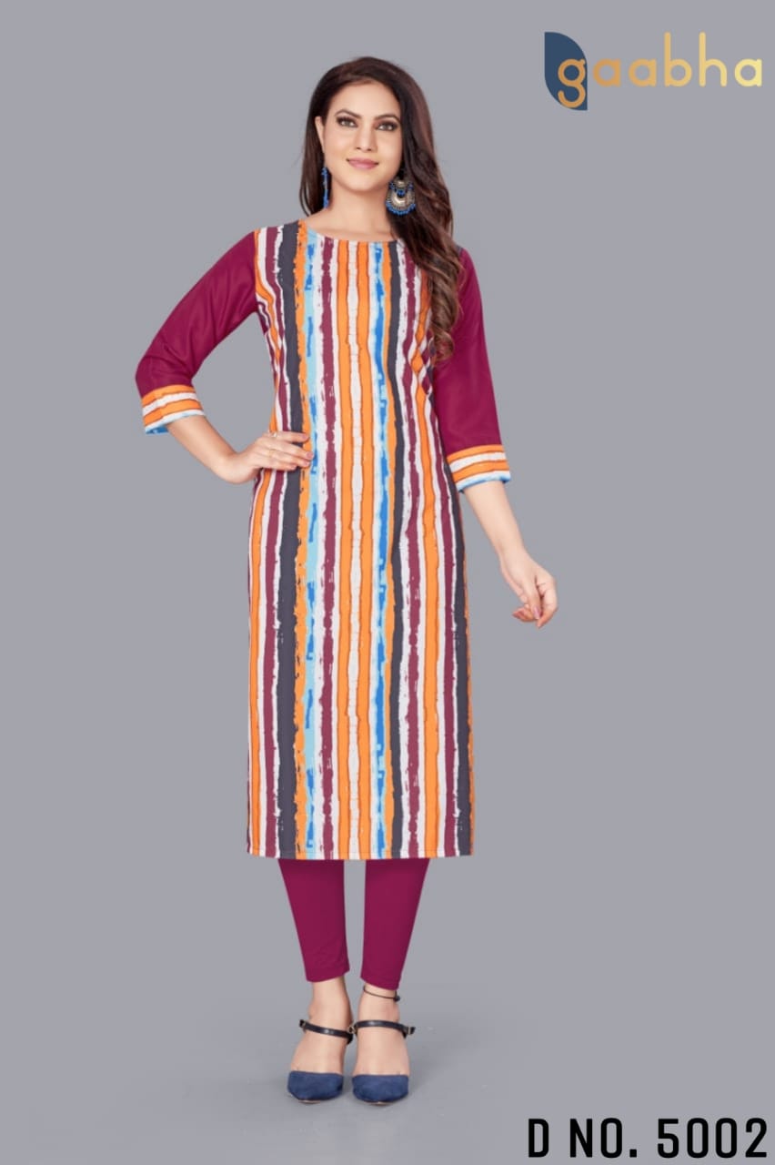 gaabha 5000 series d no 5002 polyester regal look kurti size set