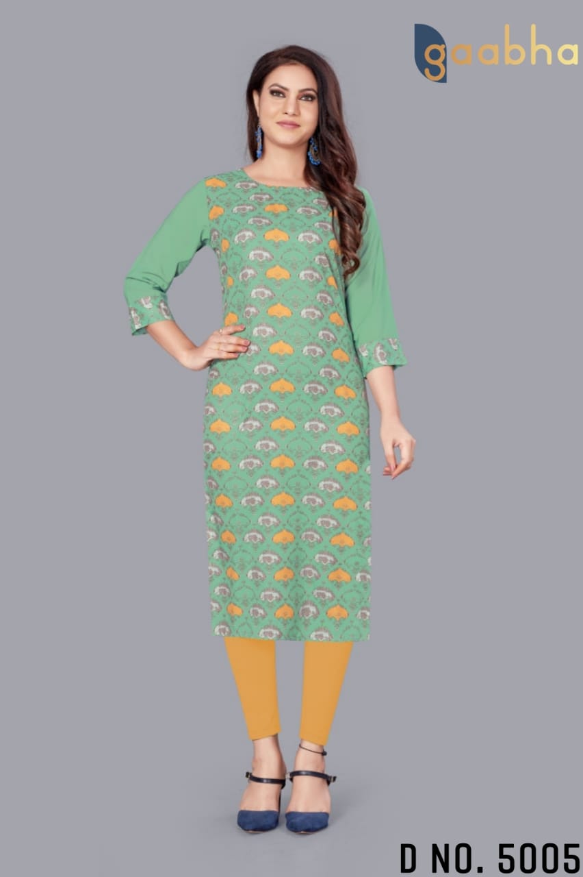 gaabha 5000 series d no 5005 polyester catchy look kurti size set