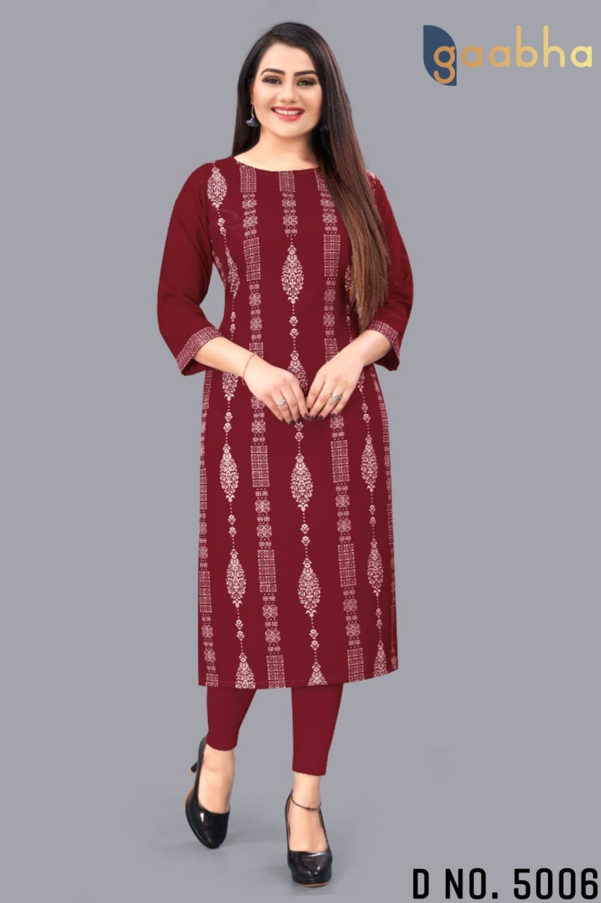 gaabha 5000 series d no 5006 polyester catchy look kurti size set