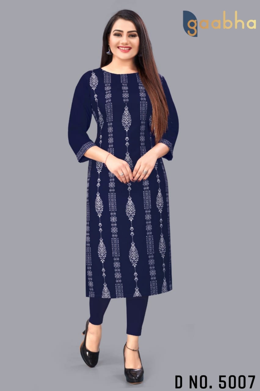 gaabha 5000 series d no 5007 polyester decent work kurti size set