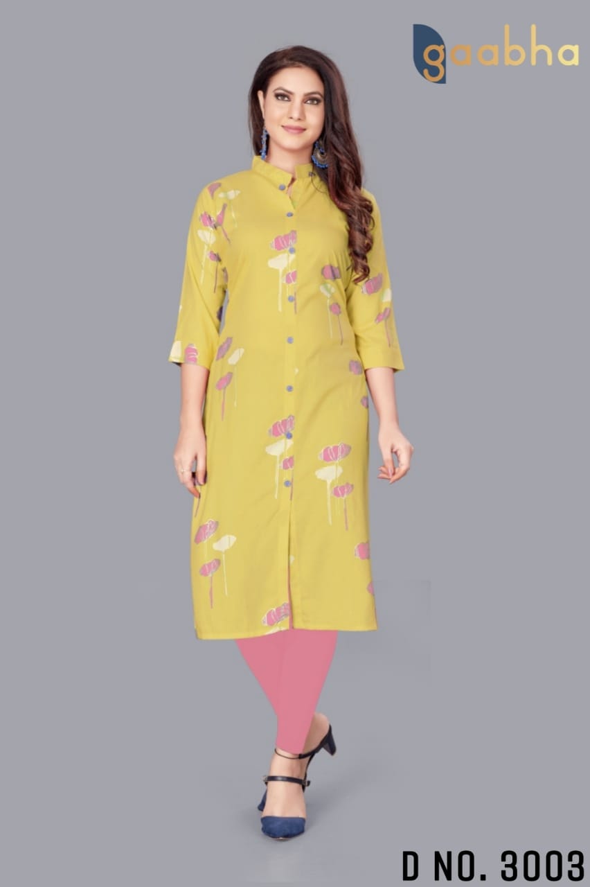 gaabha ekin 3 viscose rayon decent colours kurti colour set