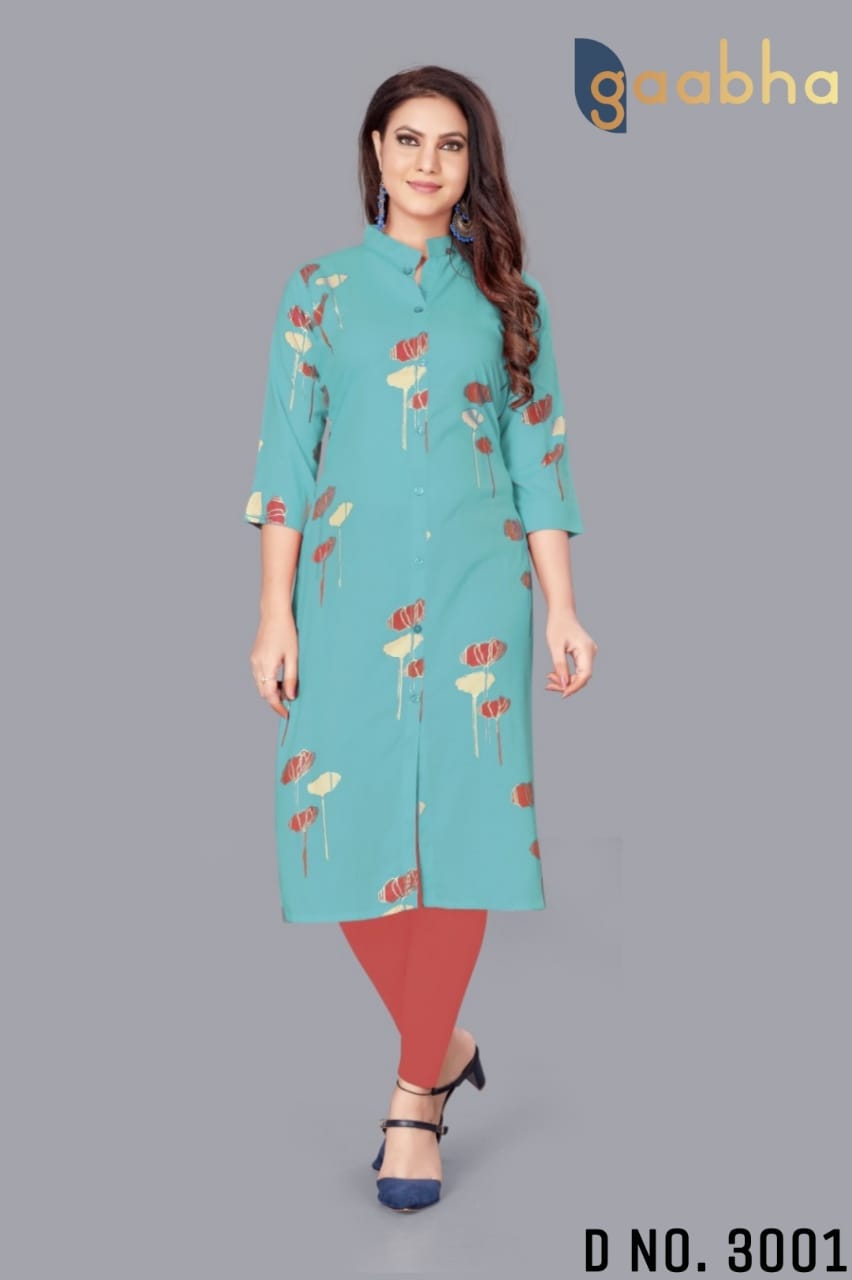 gaabha ekin 3 viscose rayon decent colours kurti colour set