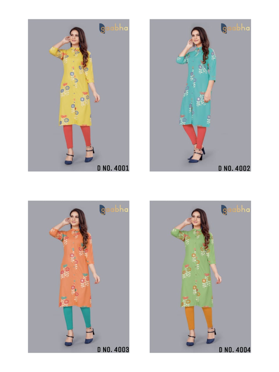 gaabha ekin 4 viscose rayon simple look  kurti colour set