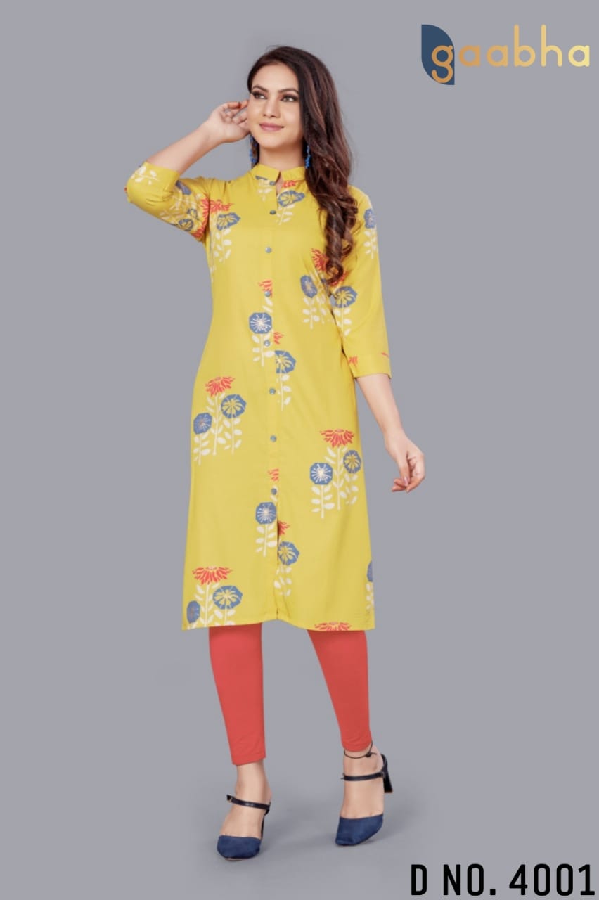 gaabha ekin 4 viscose rayon simple look  kurti colour set