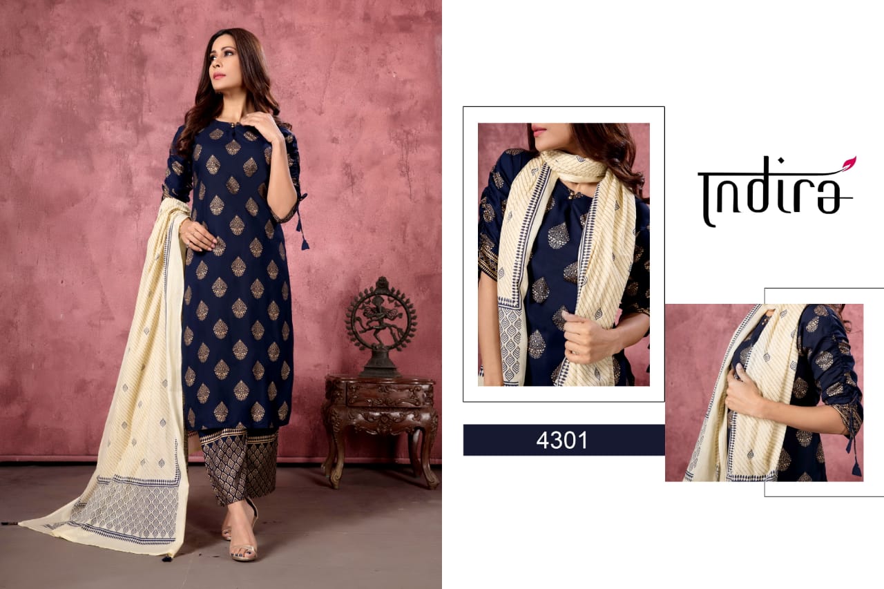 indira afreen rayon attrective print kurti Bottom with dupatta catalog