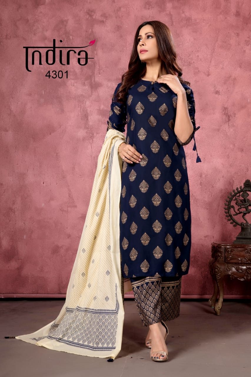 indira afreen rayon attrective print kurti Bottom with dupatta catalog