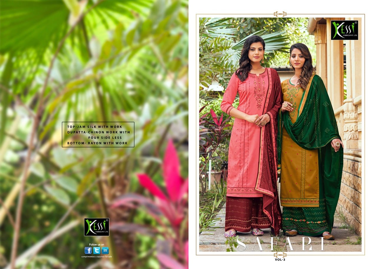 kessi safari vol 3 jam silk attrective look salwar suit catalog