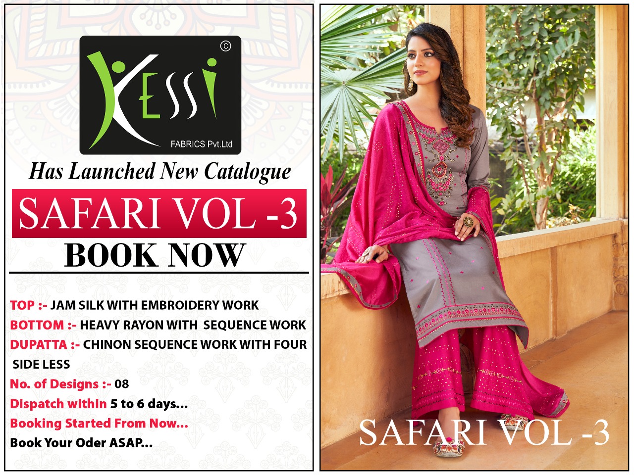 kessi safari vol 3 jam silk attrective look salwar suit catalog