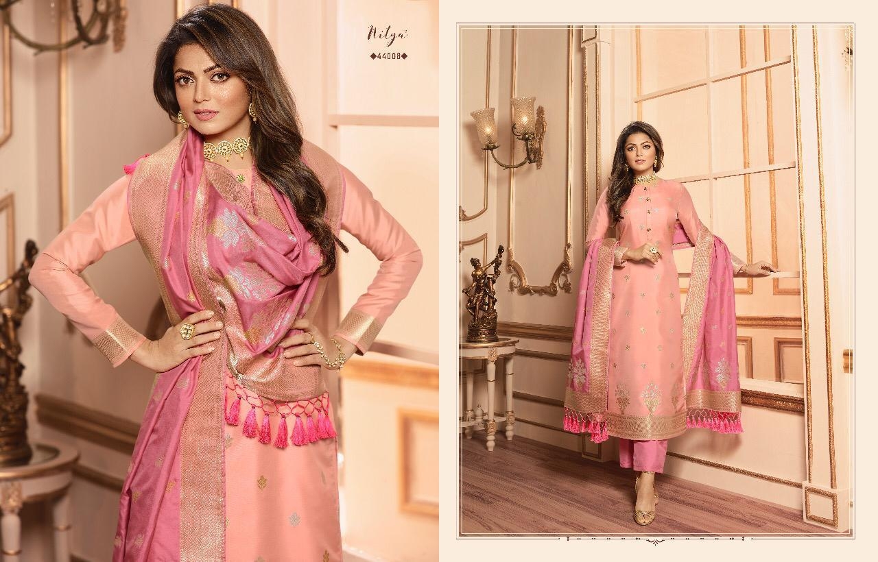 l t fashion nitya VOL 144  silk jacquard fency look salwar suit catalog