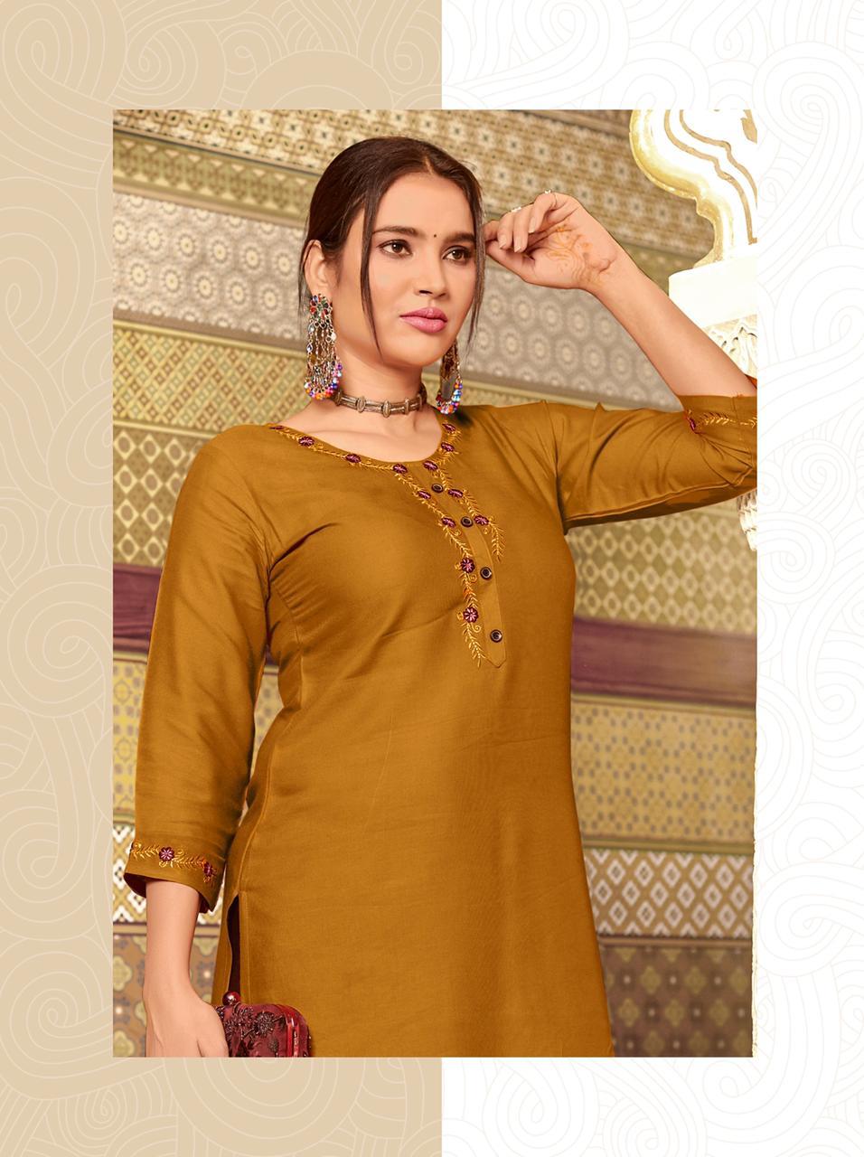 ladyview menka vol 2 rayon catchy look kurti with pant catalog