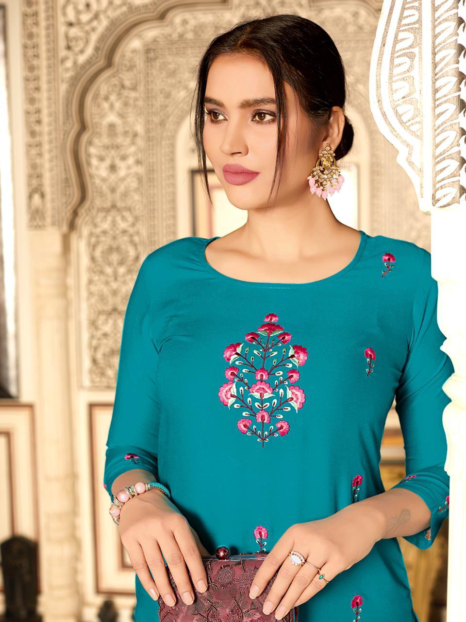 ladyview menka vol 2 rayon catchy look kurti with pant catalog