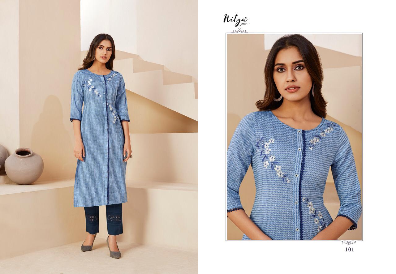 lt nitya inaya cotton authentic fabric kurti with bottom catalog