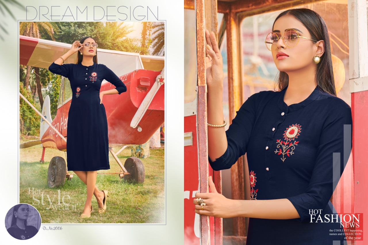 poorvi designer queen vol 2 rayon  new and modern style kurti catalog