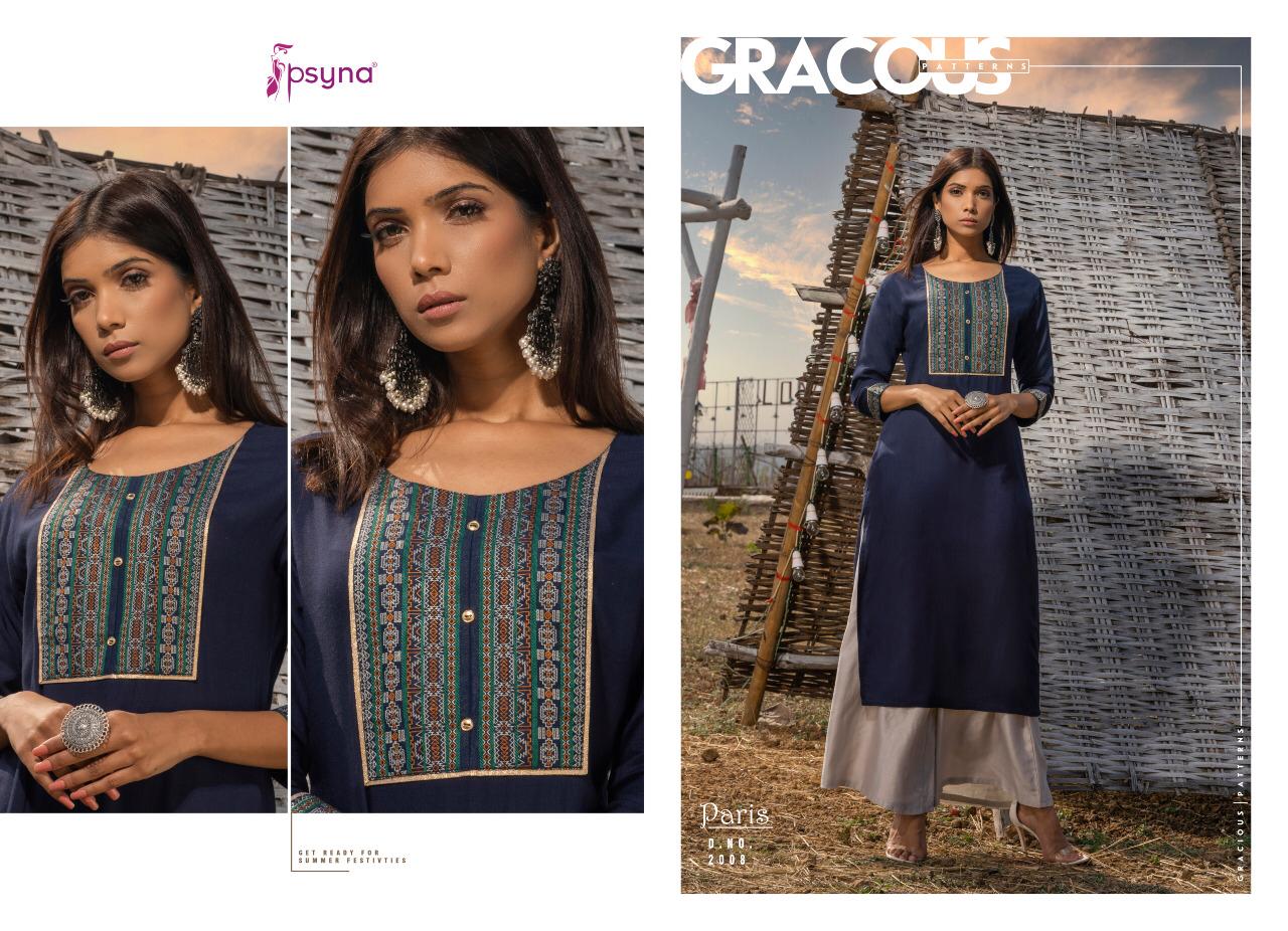 psyna paris vol 2 rayon attrective colours kurti catalog