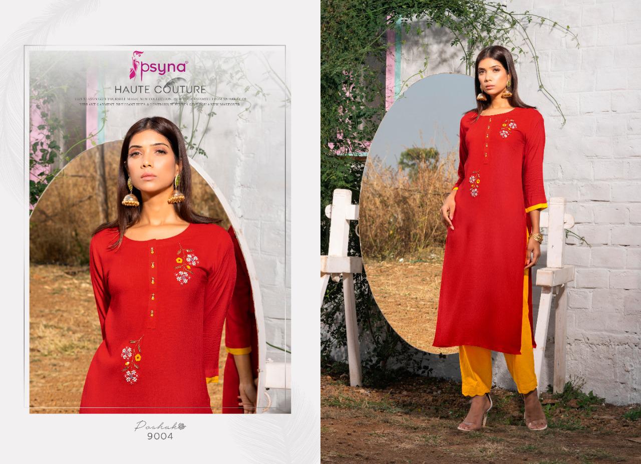 psyna poshak vol 9 rayon attrective colours kurti catalog