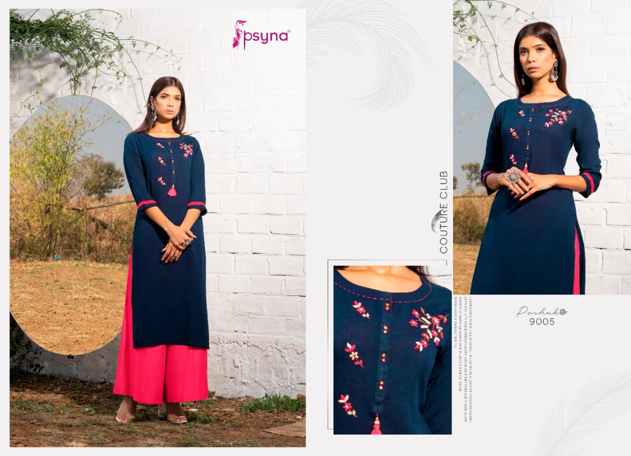 psyna poshak vol 9 rayon attrective colours kurti catalog