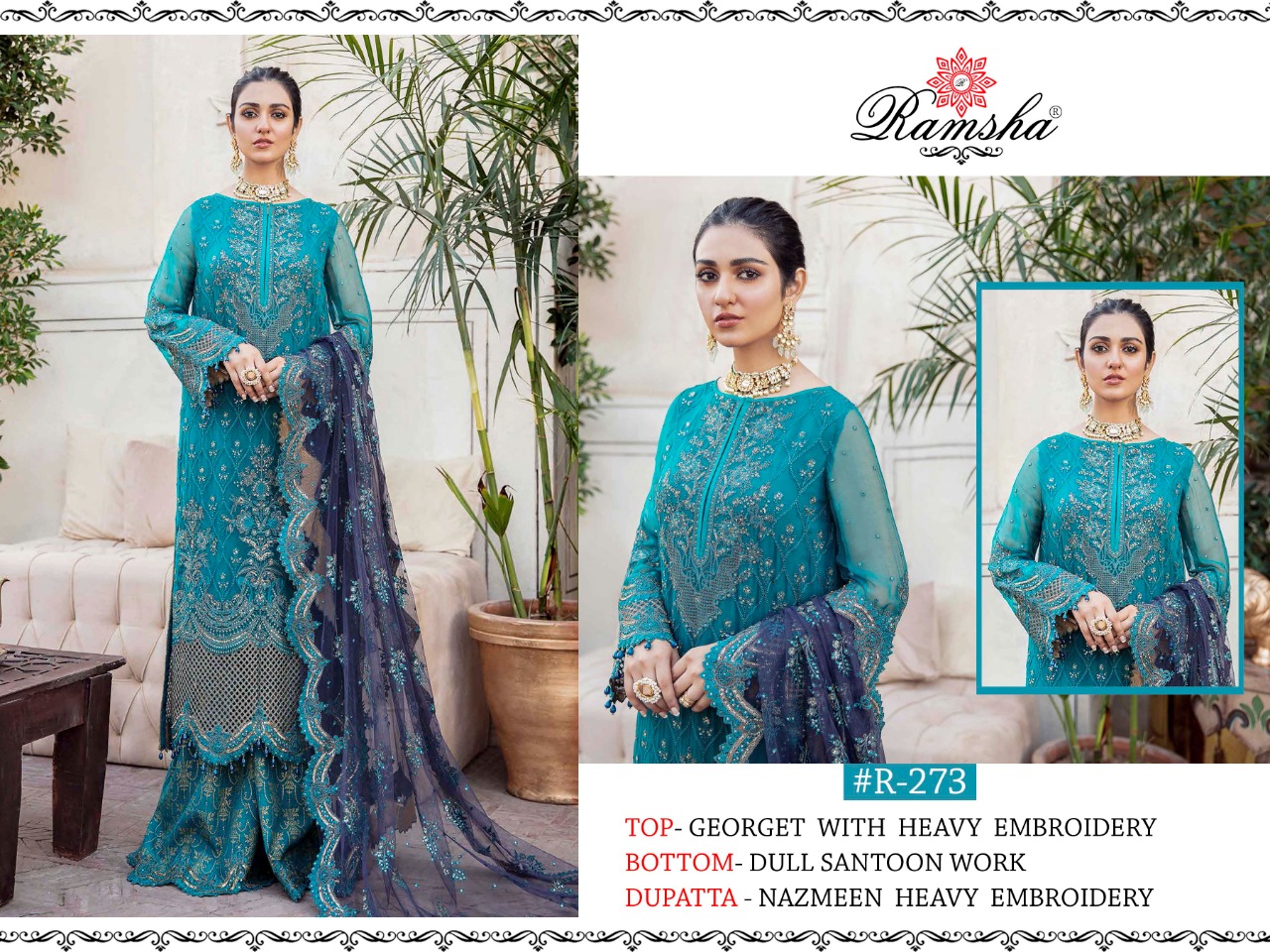 Ramsha r-273 Salwar Kameez Georgget Singles