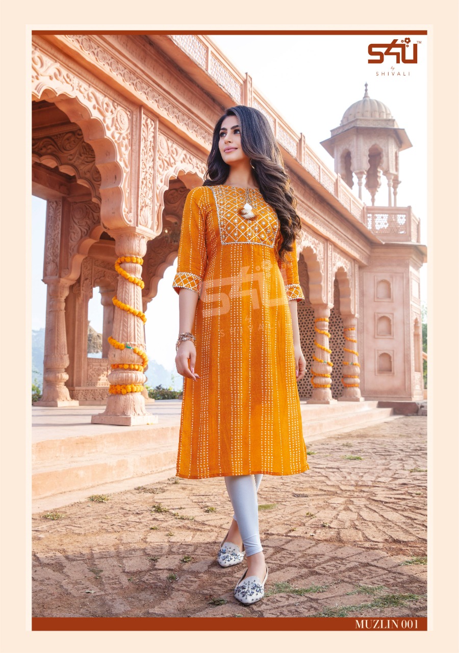 s4u muzlin  muslin classic trendy look kurti catalog