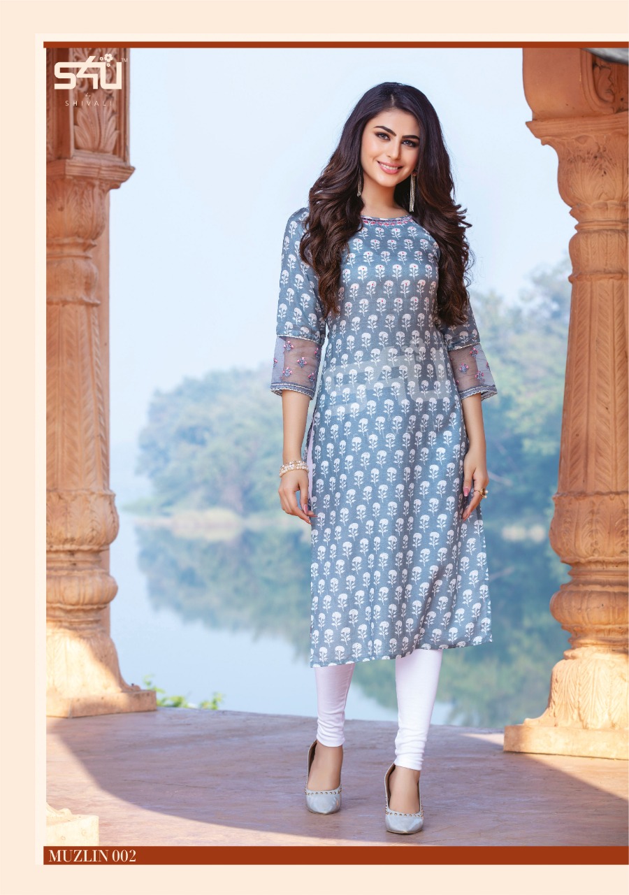 s4u muzlin  muslin classic trendy look kurti catalog