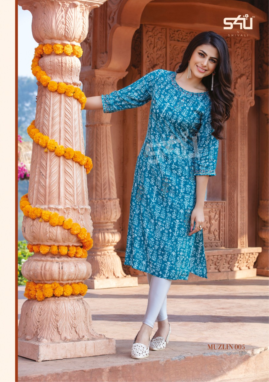 s4u muzlin  muslin classic trendy look kurti catalog