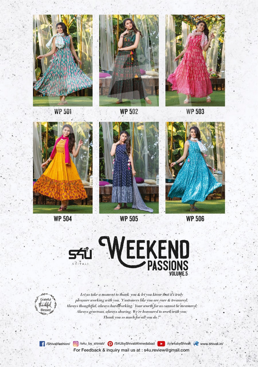 s4u weekend passion vol 5 cotton  classic trendy look long kurti catalog