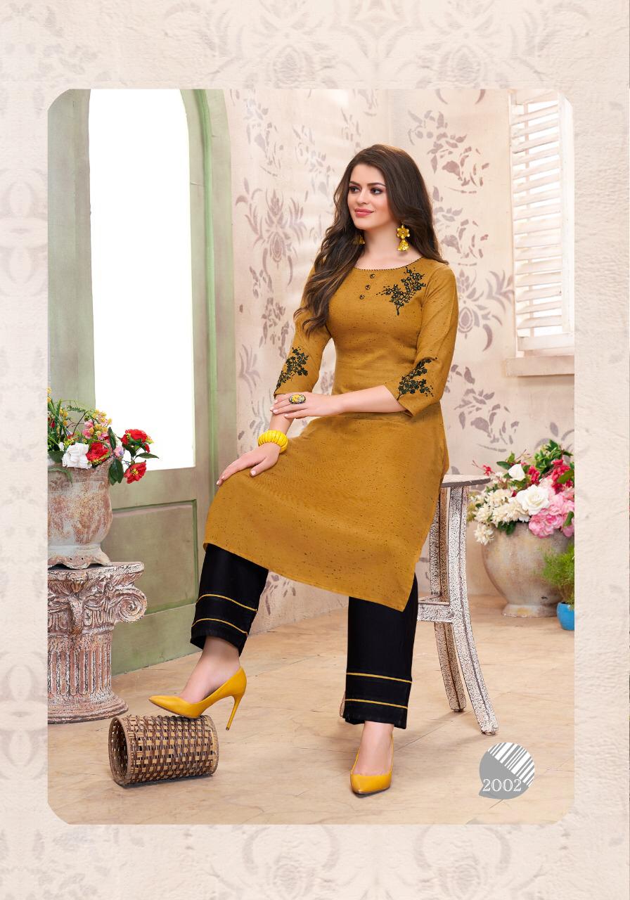 seven threads b dots rayon attractive kurti with plazo catalog