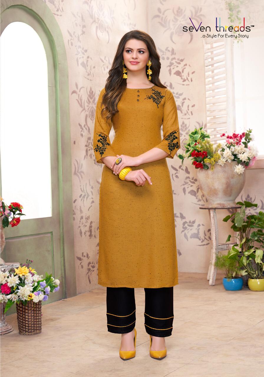 seven threads b dots rayon attractive kurti with plazo catalog