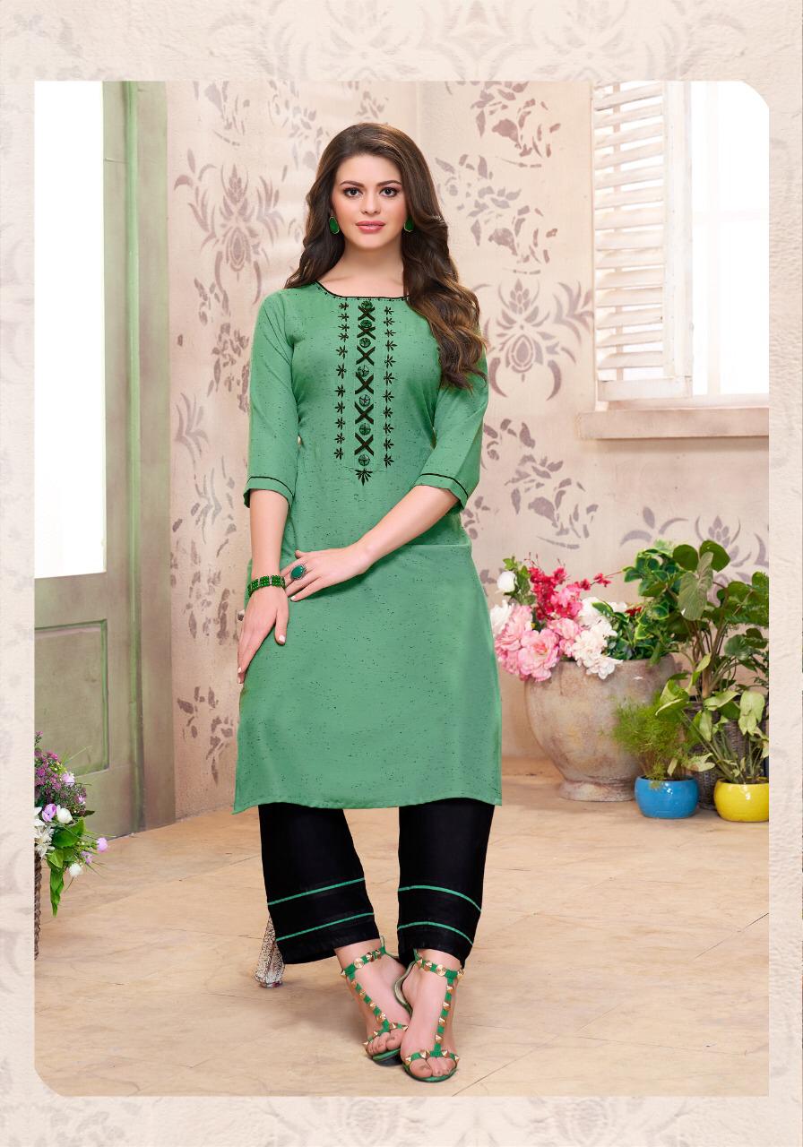 seven threads b dots rayon attractive kurti with plazo catalog