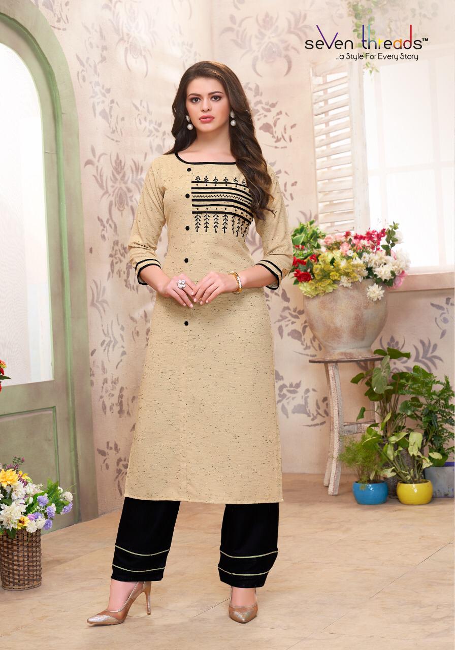 seven threads b dots rayon attractive kurti with plazo catalog