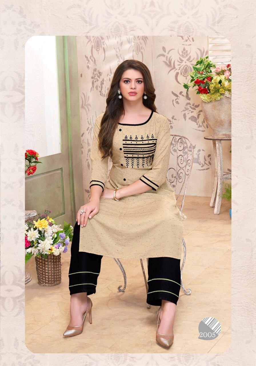 seven threads b dots rayon attractive kurti with plazo catalog