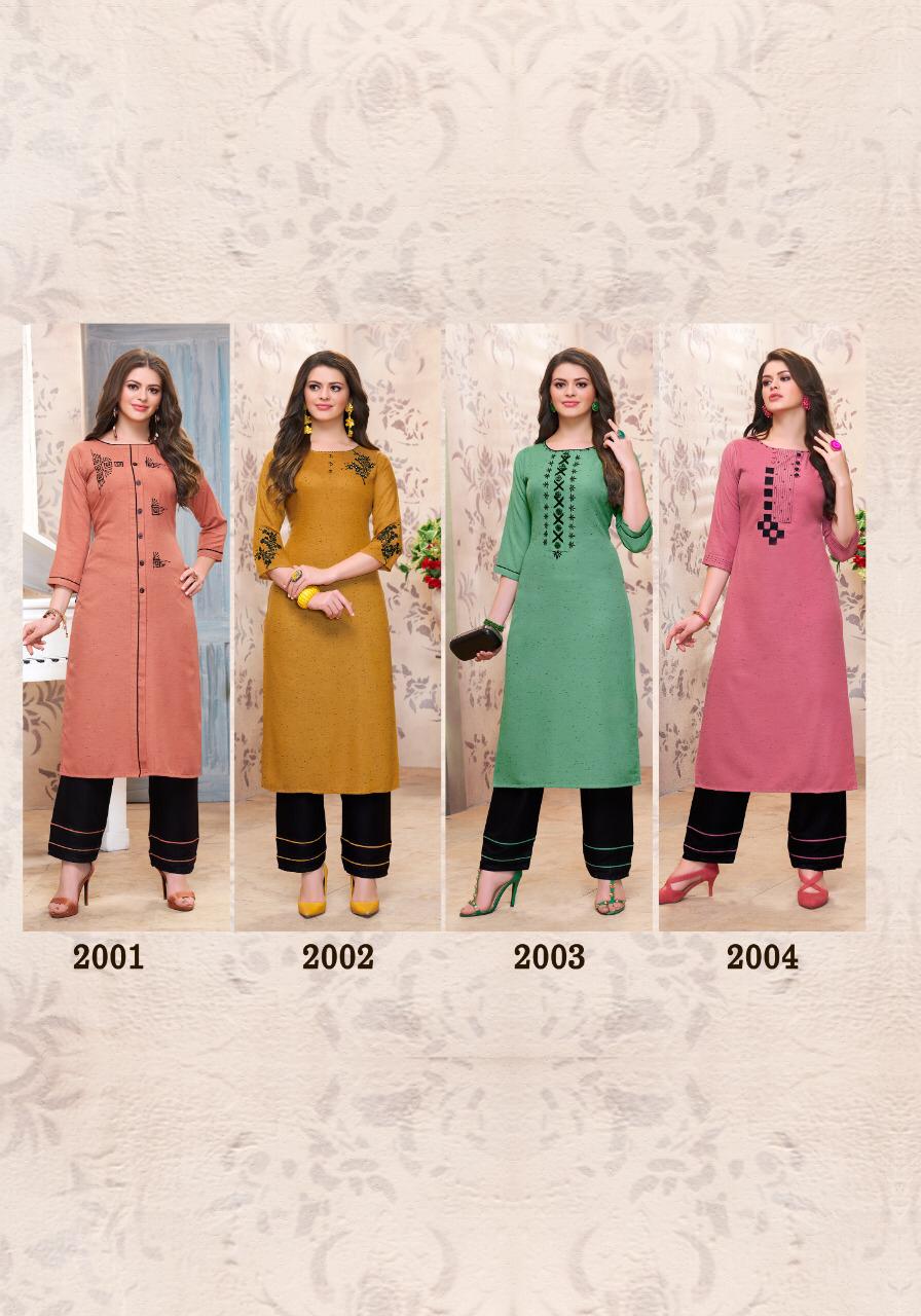 seven threads b dots rayon attractive kurti with plazo catalog