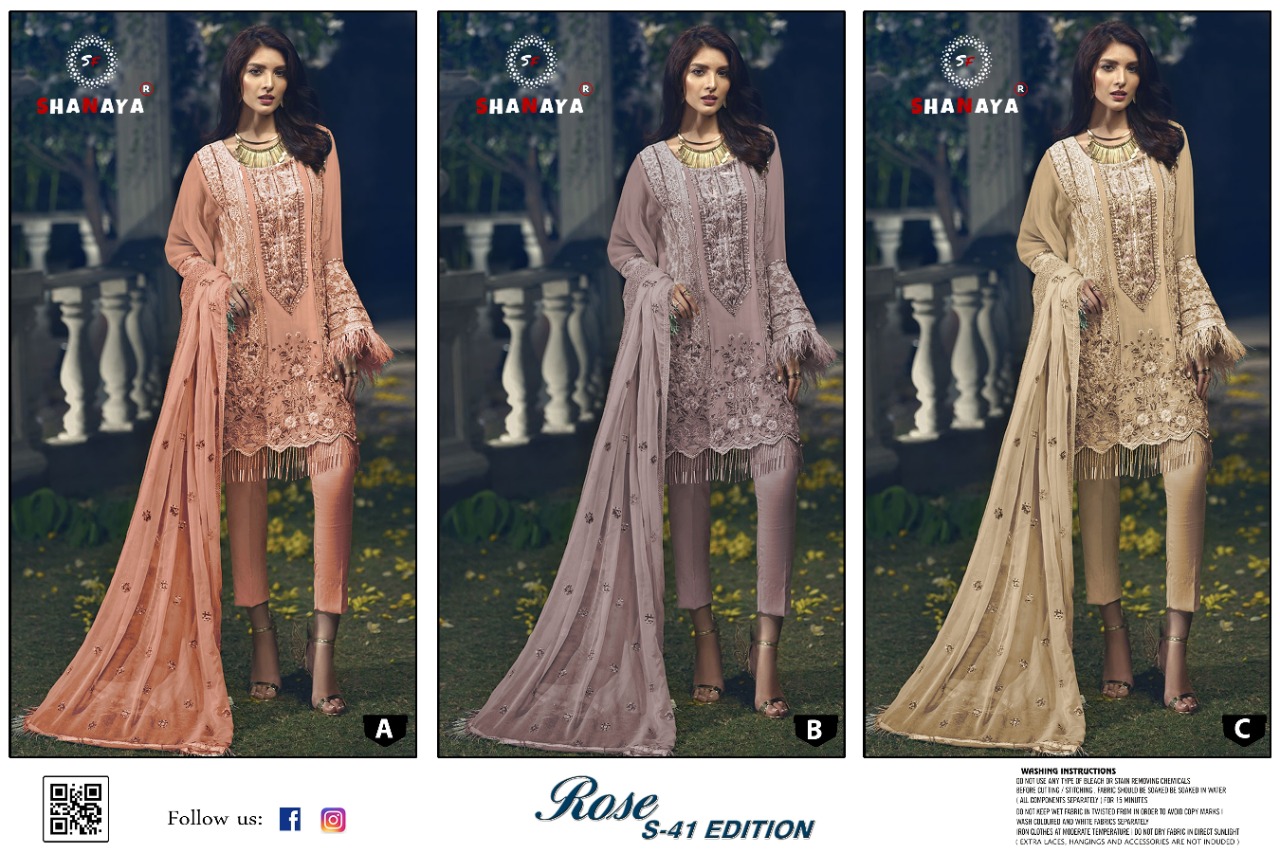 shanaya fashion rose s 41  fox georgeete astonishing salwar suit catalog