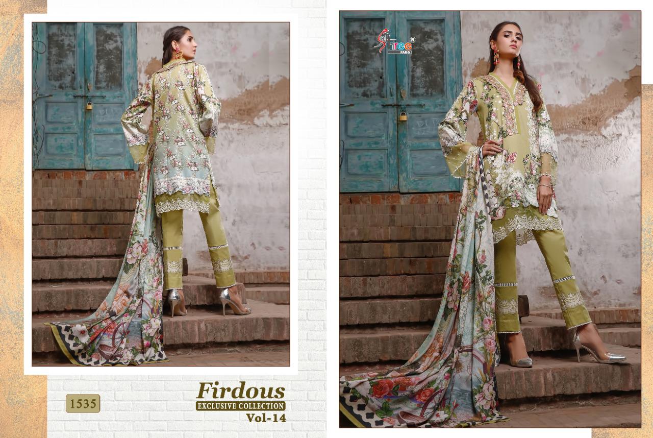 shree fab firdous exclusive collection vol 14 pure lawn attrective print dupatta siffon salwar suit catalog