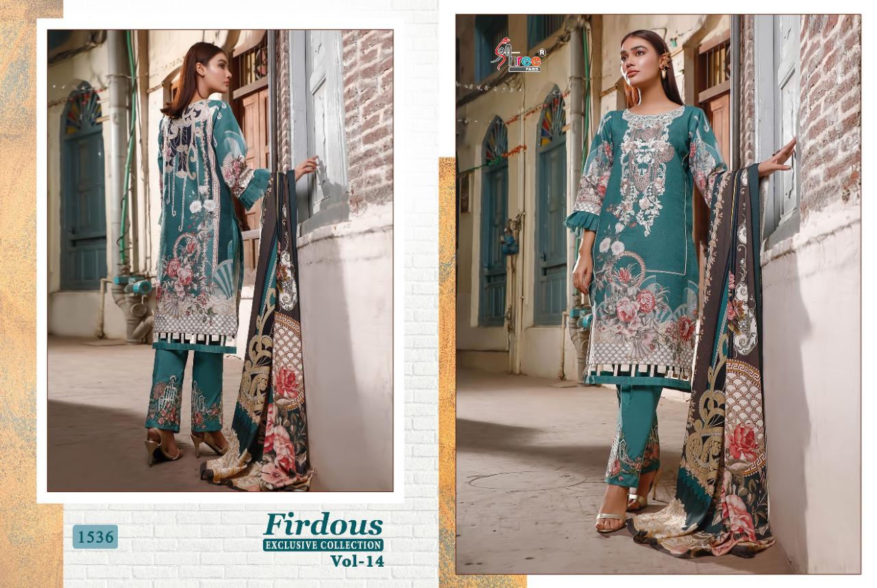 shree fab firdous exclusive collection vol 14 pure lawn attrective print dupatta siffon salwar suit catalog