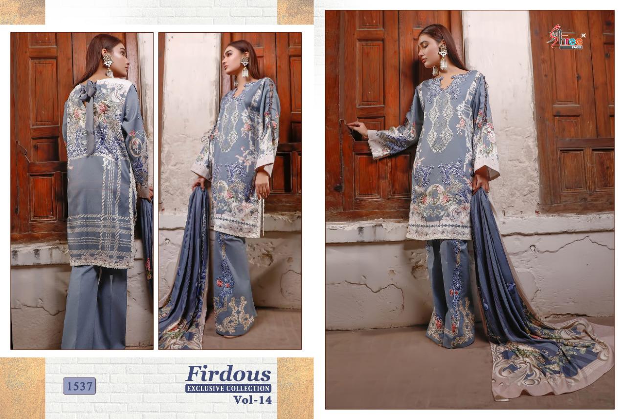 shree fab firdous exclusive collection vol 14 pure lawn attrective print dupatta siffon salwar suit catalog