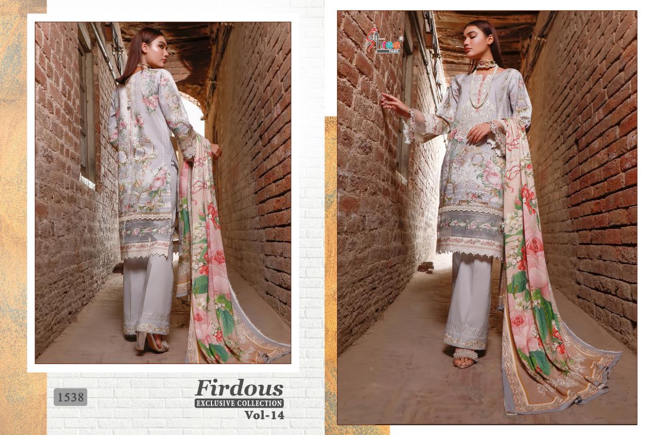 shree fab firdous exclusive collection vol 14 pure lawn attrective print dupatta siffon salwar suit catalog