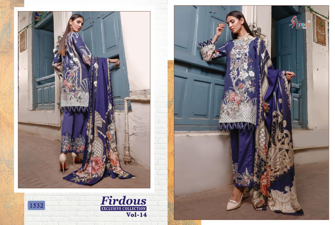 shree fab firdous exclusive collection vol 14 pure lawn attrective print dupatta siffon salwar suit catalog