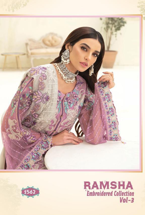 shree fab ramsha embroidered collecation vol 3 d no 1562 salwar suit singal