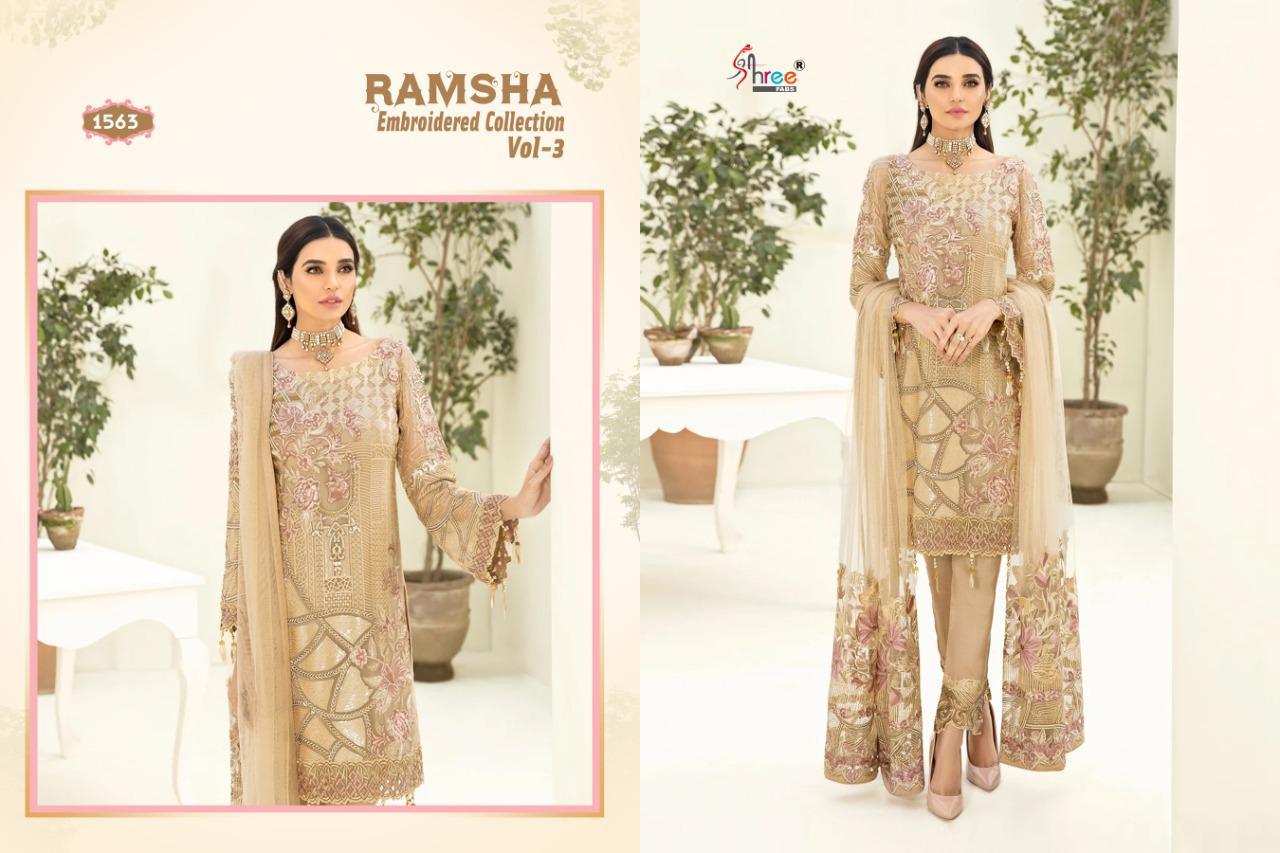 shree fabs  ramsha embroidered collecation vol 3 d no 1563 salwar suit singal