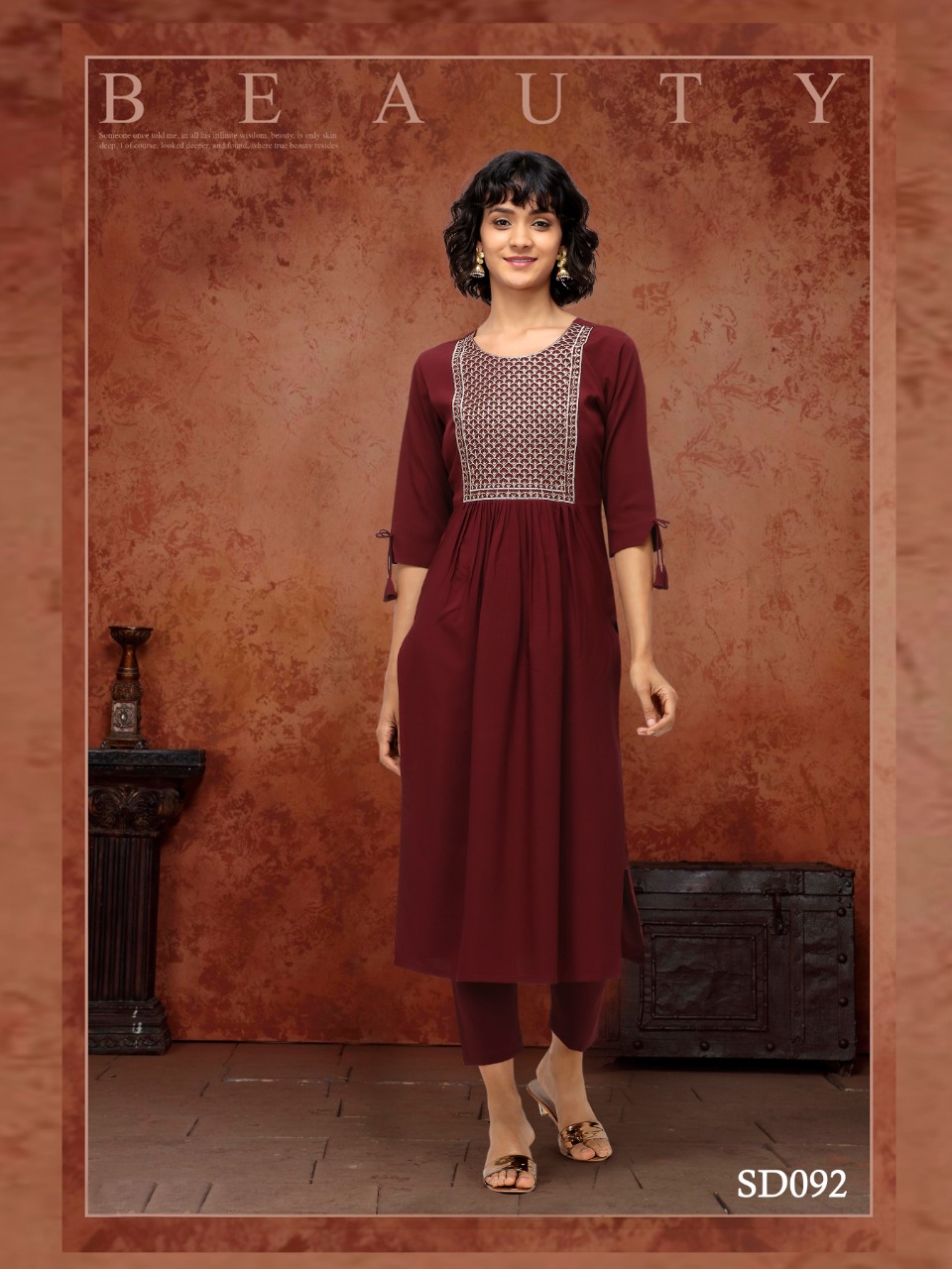 syasii irish poly makhan decent look kurti with pant catalog