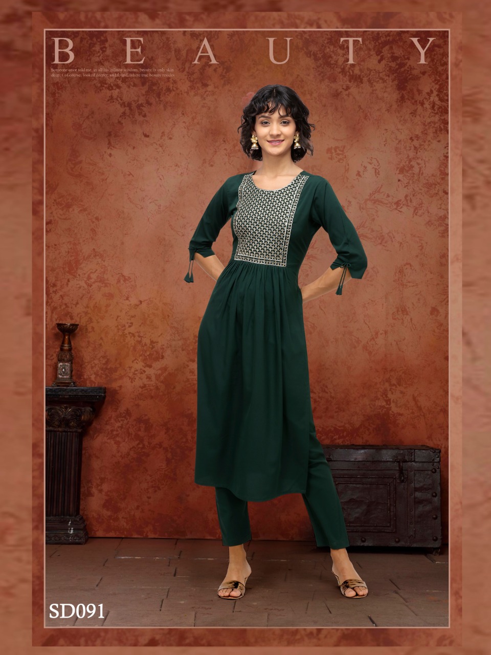 syasii irish poly makhan decent look kurti with pant catalog