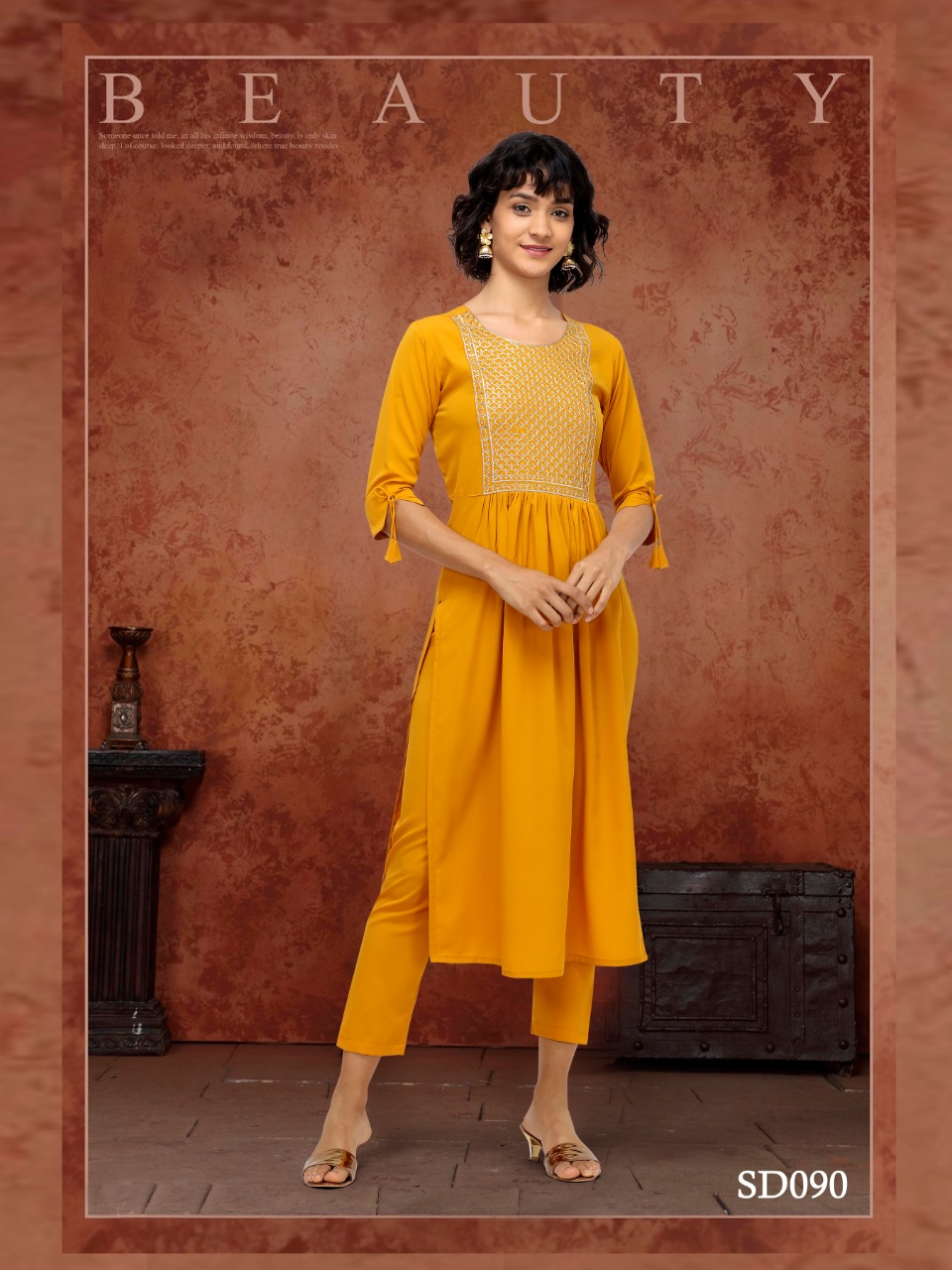 syasii irish poly makhan decent look kurti with pant catalog