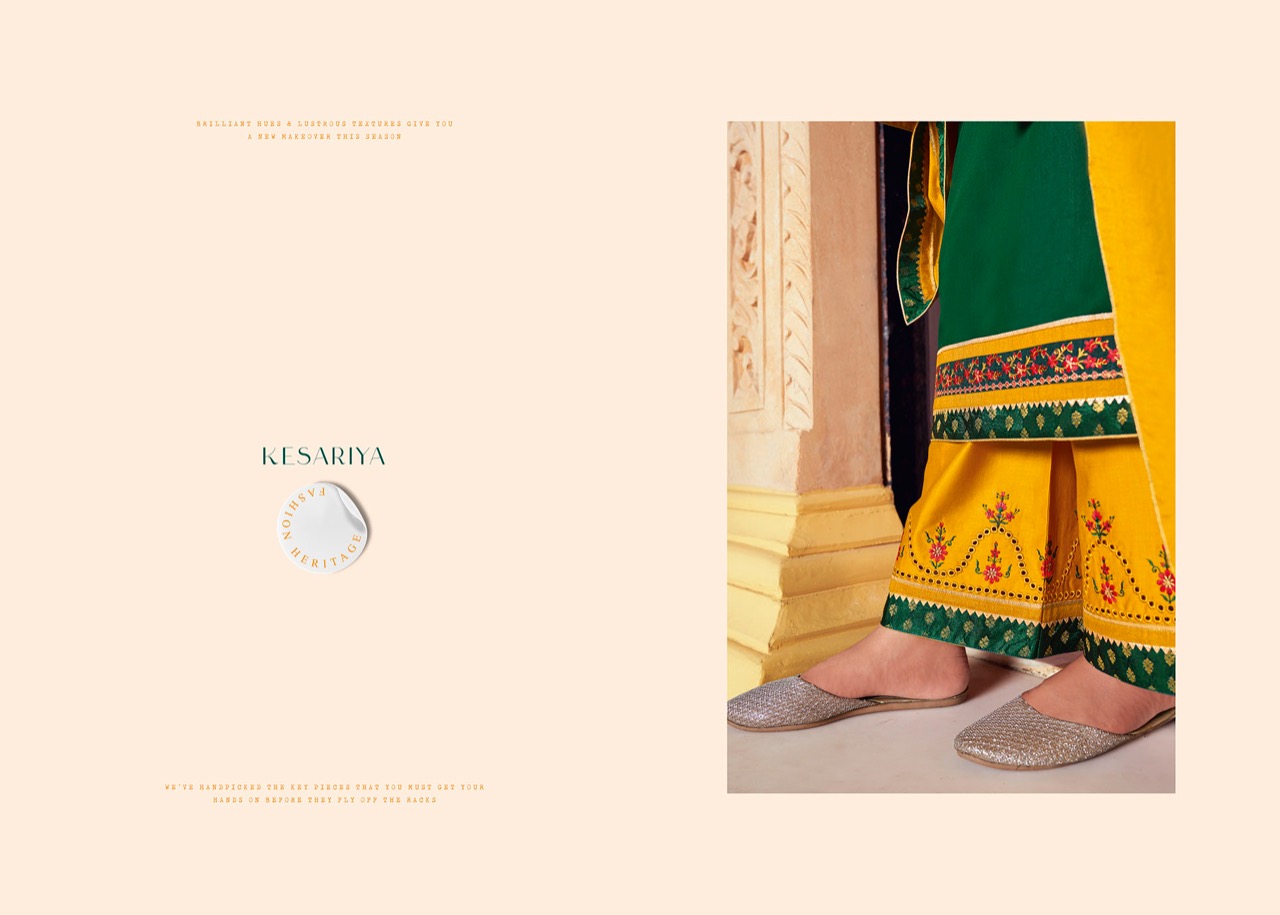 triple AAA kesariya jam silk exclusive Embroidery Work salwar suit catalog