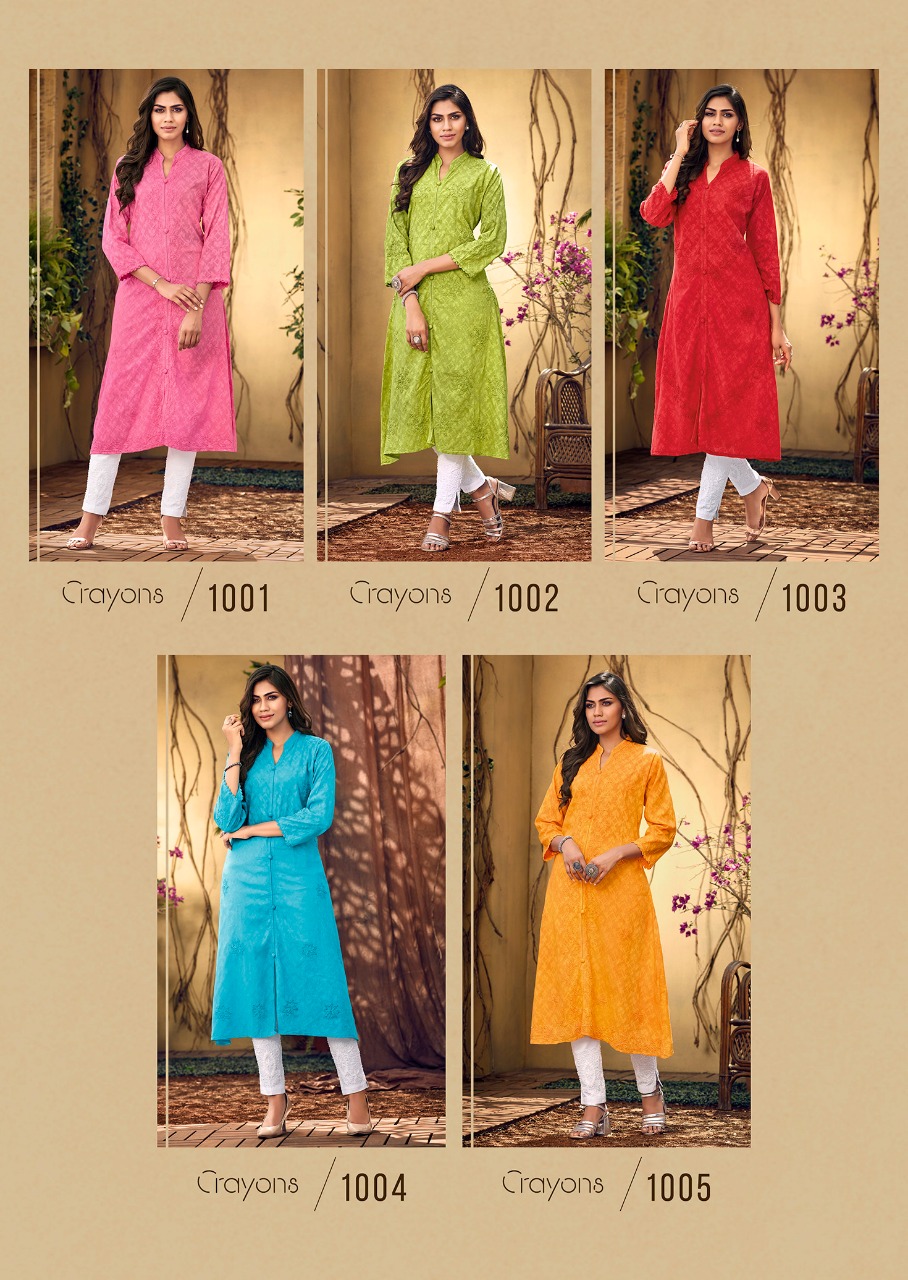 tzu crayons cotton decent look kurti with plazzo catalog