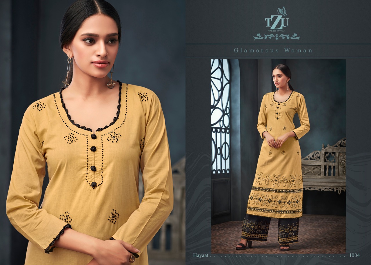 tzu hayaat cotton attractive kurti with plazzo catalog